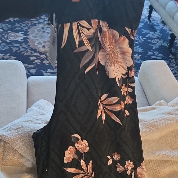 Johnny Was Black Nido Wide Leg Pants with Grey & Beige Floral Print Size Med NWT - Picture 12 of 13